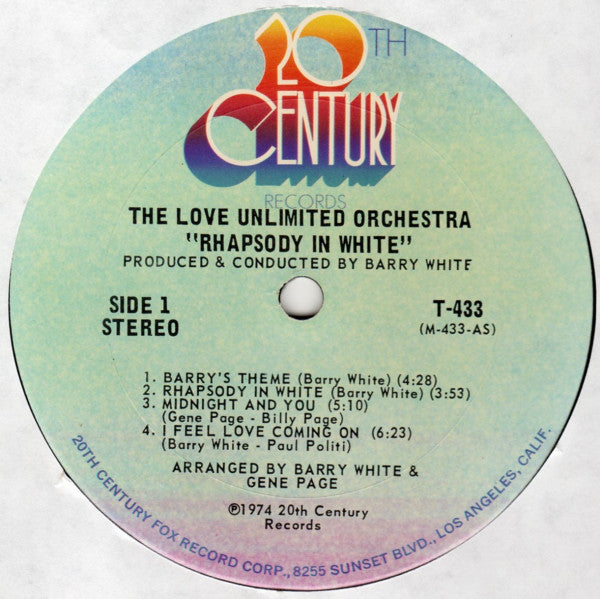 The Love Unlimited Orchestra* : Rhapsody In White (LP, Album, Pit)