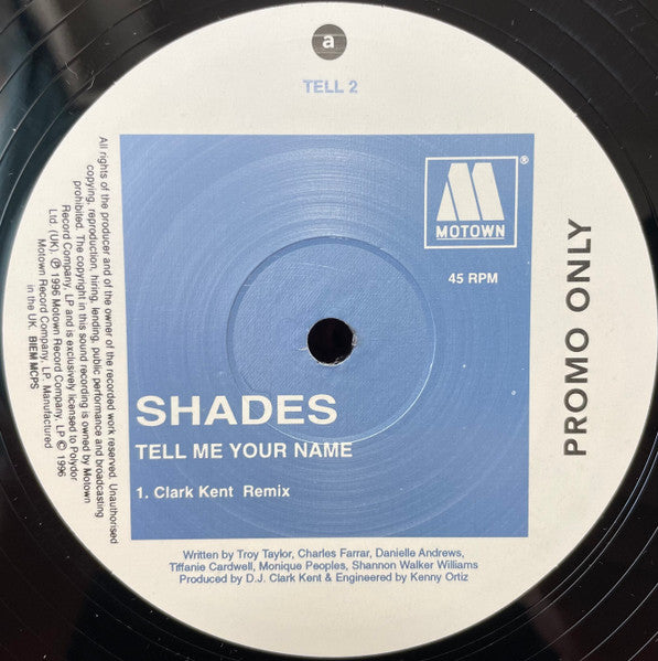 Shades (2) : Tell Me Your Name (12", Single, Promo)