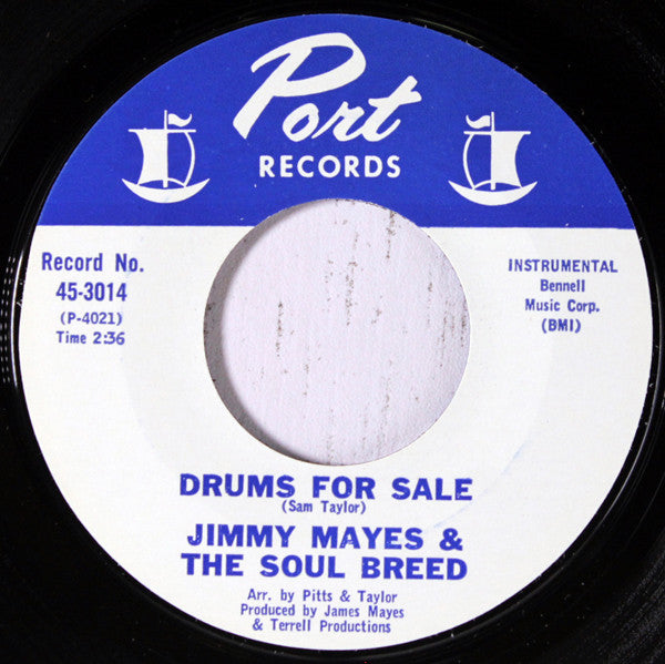 Jimmy Mayes & The Soul Breed : Drums For Sale (7", Single)