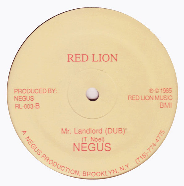 Negus : Crying Tears / Mr. Landlord (Dub) (12")