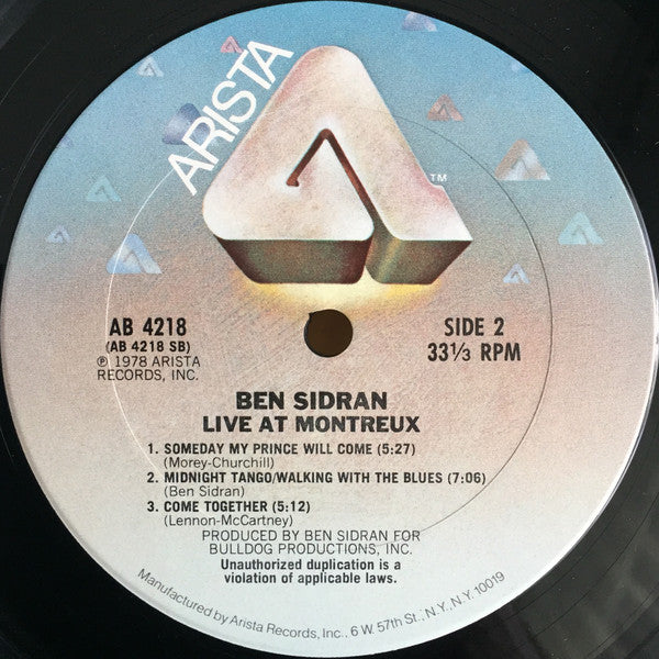 Ben Sidran : Live At Montreux (LP, Album, Ter)