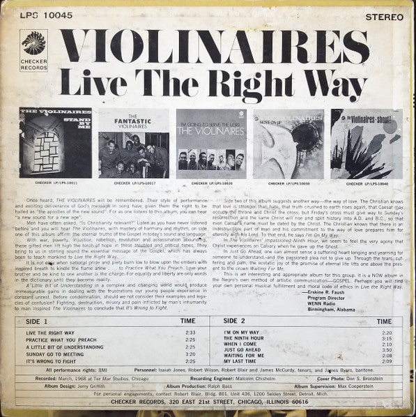 The Violinaires : Live The Right Way (LP, Album)