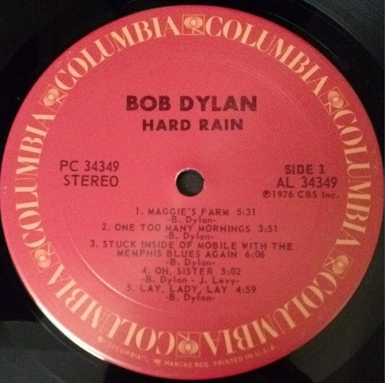 Bob Dylan : Hard Rain (LP, Album, San)