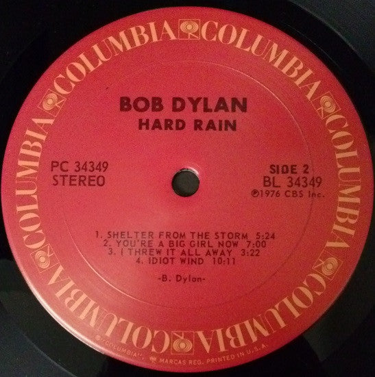 Bob Dylan : Hard Rain (LP, Album, San)