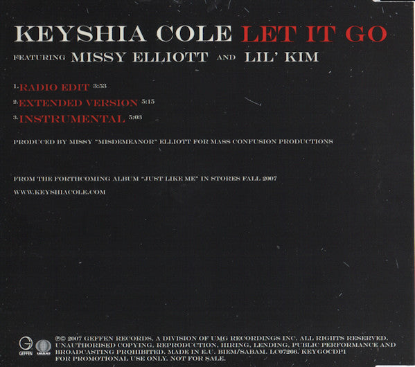 Keyshia Cole Featuring Missy Elliott & Lil' Kim : Let It Go (CD, Single, Promo)