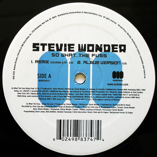 Stevie Wonder : So What The Fuss (12")