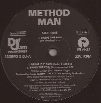 Method Man : Bring The Pain (12", Single, Promo)