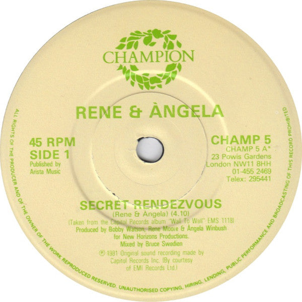 René & Angela : Secret Rendezvous (12")