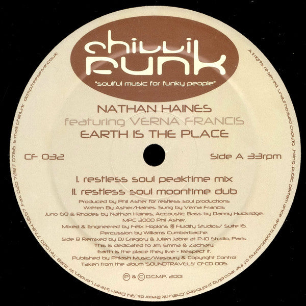 Nathan Haines Featuring Verna Francis : Earth Is The Place (12")