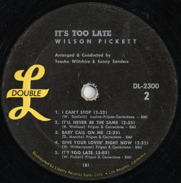 Wilson Pickett : It's Too Late (LP, Album, Mono)