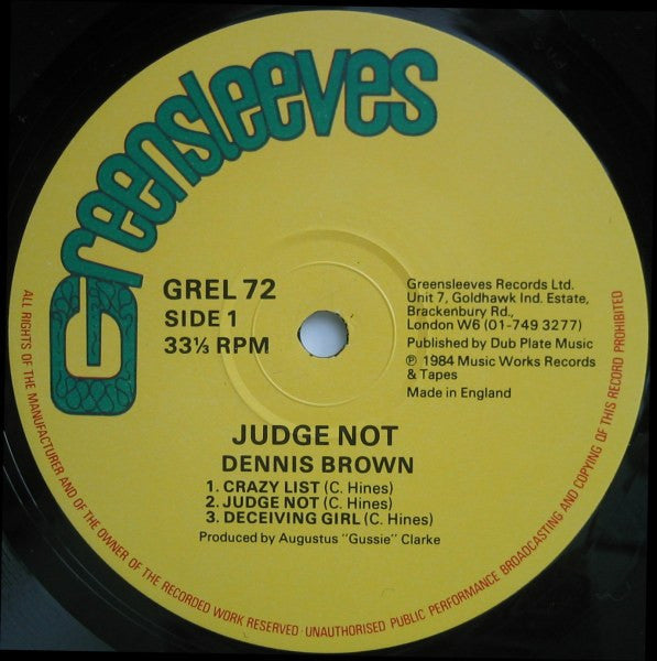 Dennis Brown / Gregory Isaacs : Judge Not (LP, Album)