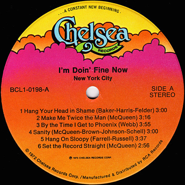 New York City : I'm Doin' Fine Now (LP, Album, Hol)