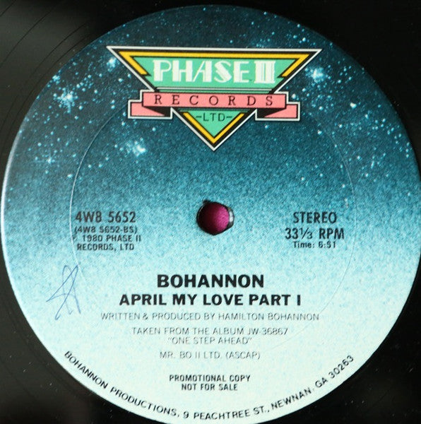 Bohannon* : Dance, Dance, Dance All Night / April My Love Part I (12", Promo)