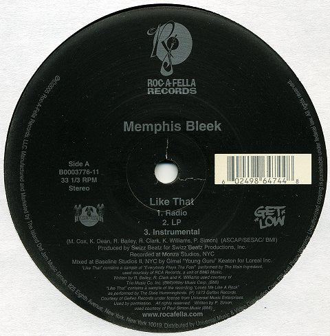 Memphis Bleek : Like That (12", Single, Bla)