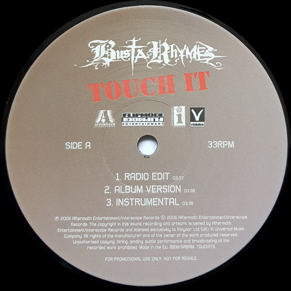 Busta Rhymes : Touch It (12", Promo)