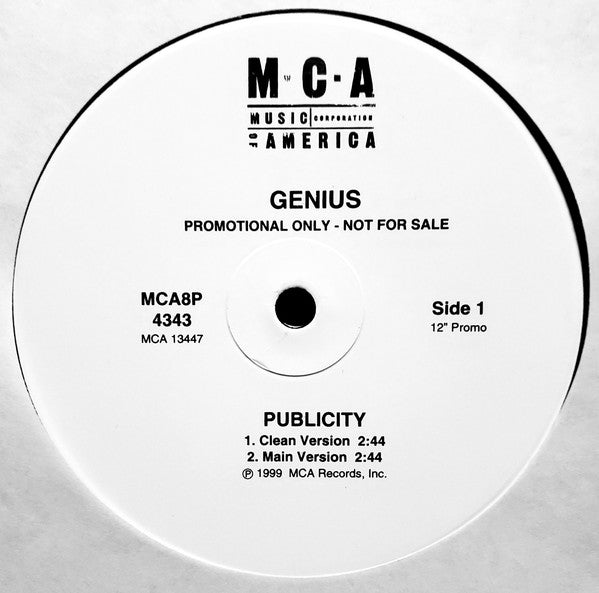 Genius* / GZA : Publicity (12", Promo)