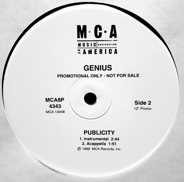 Genius* / GZA : Publicity (12", Promo)