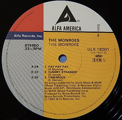 The Monroes (2) : The Monroes (LP, MiniAlbum, Promo)