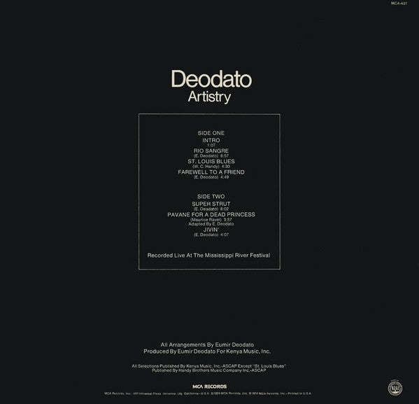 Deodato* : Artistry (LP, Album, Pin)
