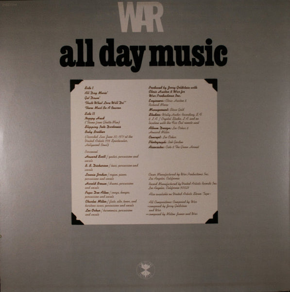 War : All Day Music (LP, Album, Ter)