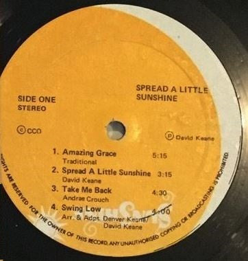 David Keane (3) And The Sunshine Singers (3) : Spread A Little Sunshine (LP, Album)