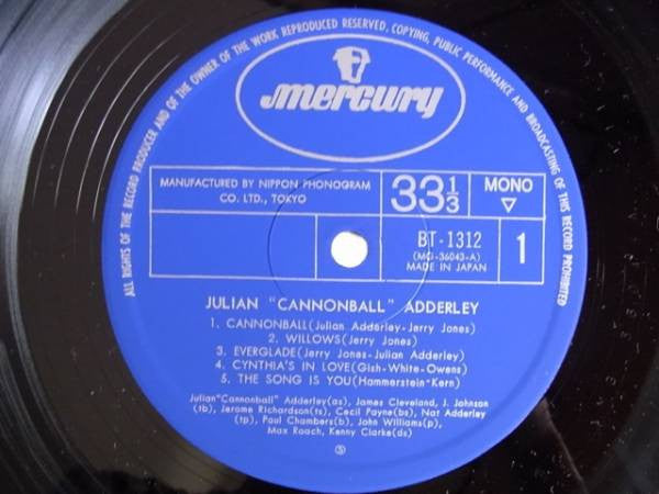 Cannonball Adderley : Julian "Cannonball" Adderley  (LP, Album, Mono)