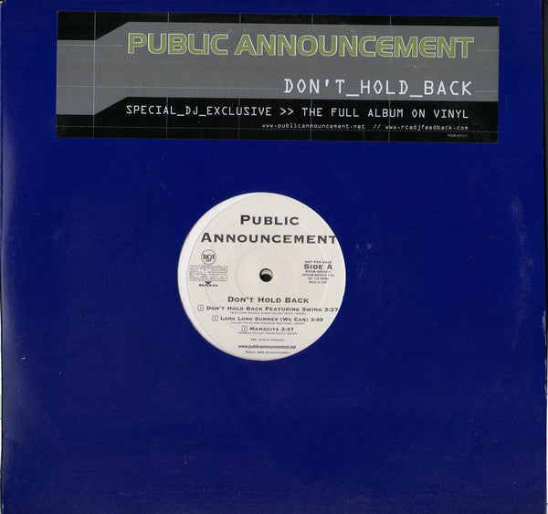 Public Announcement : Don't Hold Back (2xLP, Promo)