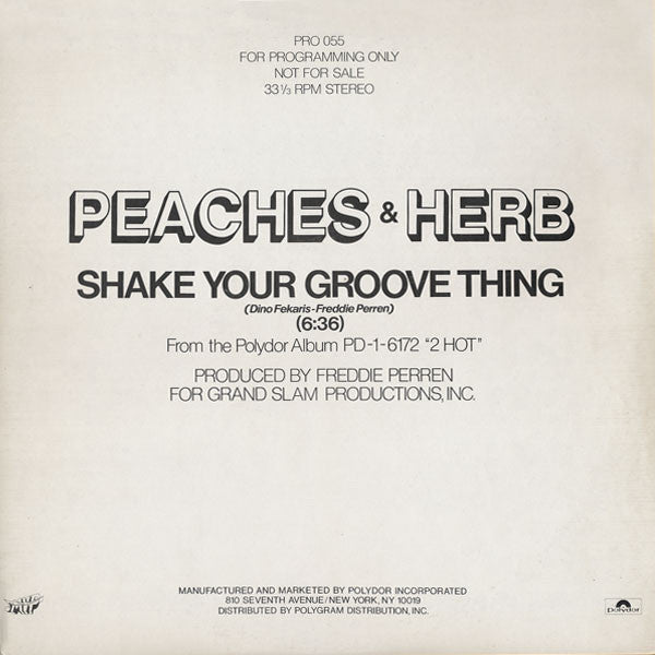 Peaches & Herb : Shake Your Groove Thing (12", Single, Promo)