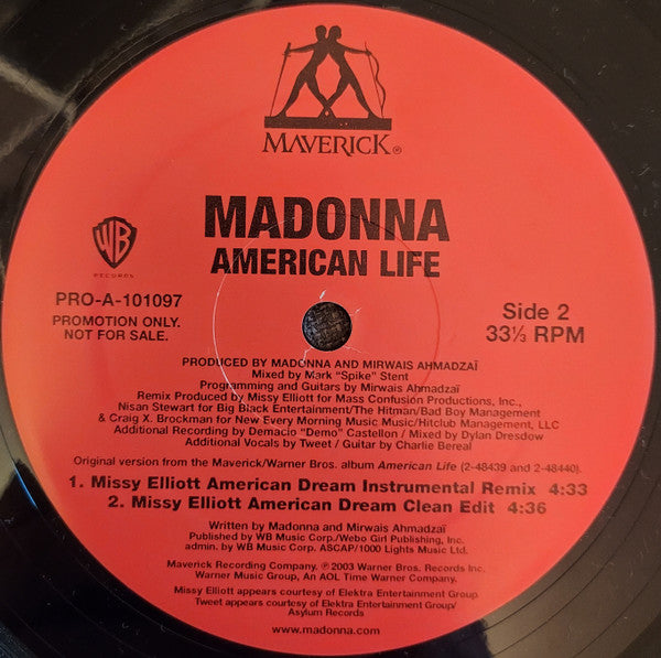 Madonna : American Life (American Dream Mixes) (12", Promo)