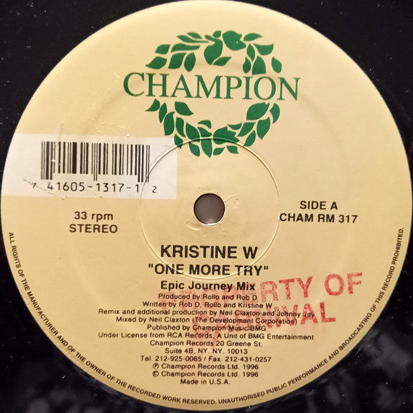 Kristine W : One More Try (Remix) (12")