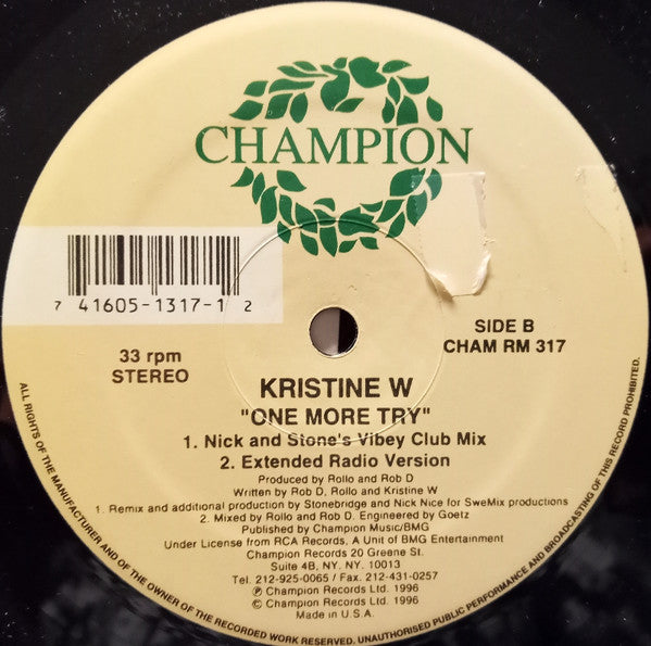 Kristine W : One More Try (Remix) (12")