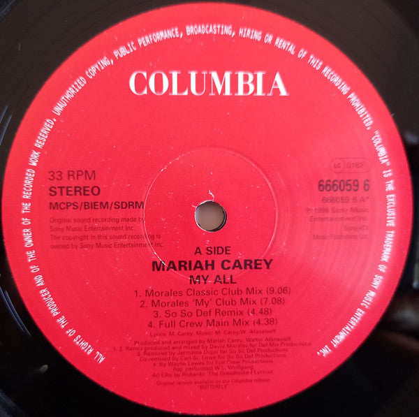 Mariah Carey : My All (12")