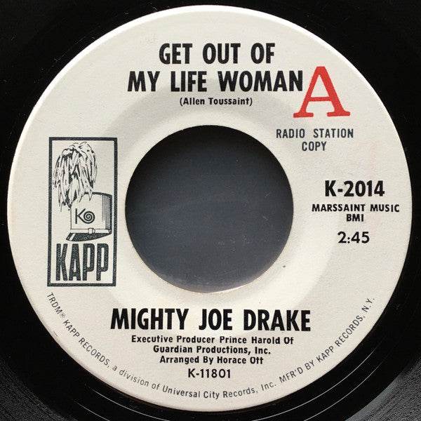 Mighty Joe Drake : Get Out Of My Life Woman / Try, Try, Try (7", Promo)