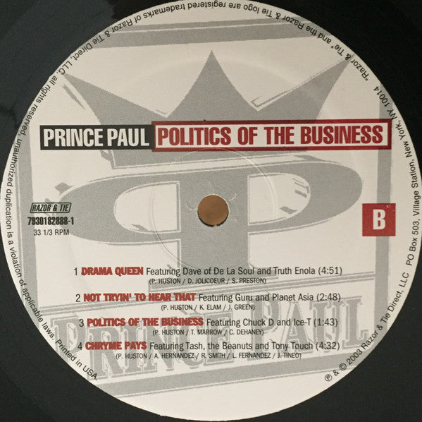 Prince Paul : Politics Of The Business (2xLP, Album)