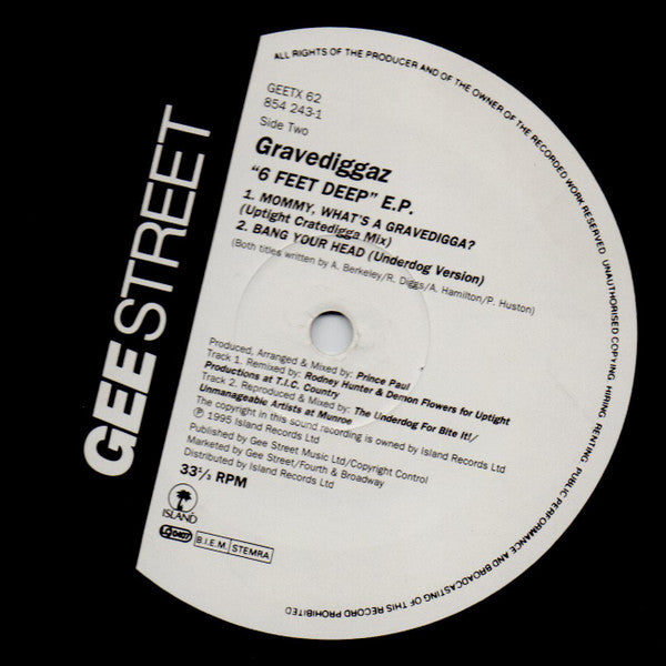 Gravediggaz : 6 Feet Deep E.P. (Record 2) (12", EP)