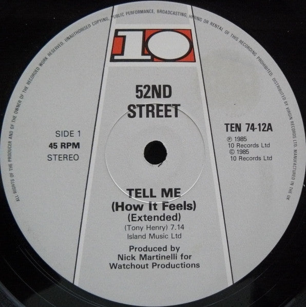 52nd Street : Tell Me (How It Feels) (12", Gen)