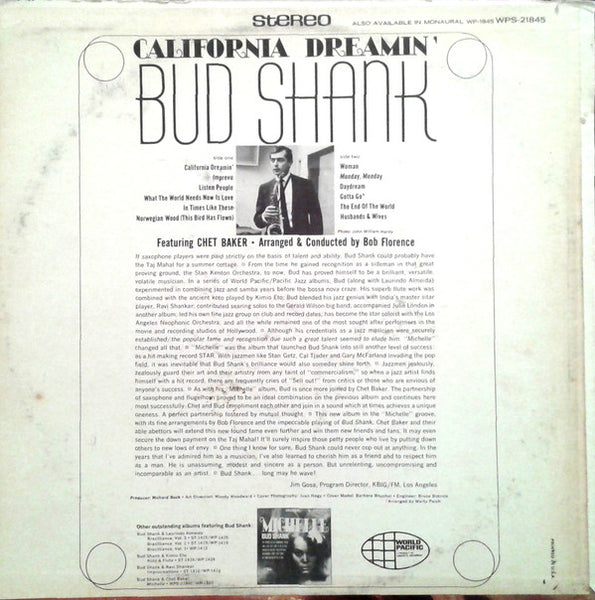 Bud Shank : California Dreamin' (LP, Album)