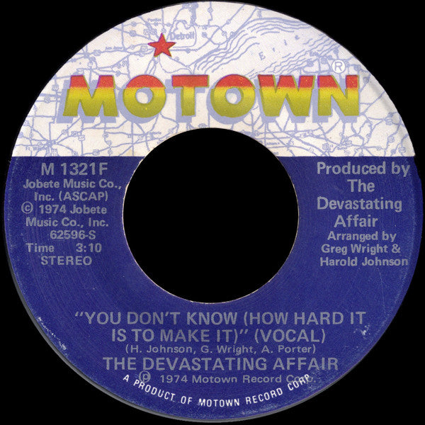 The Devastating Affair : You Don't Know (How Hard It Is To Make It) (7", Single)