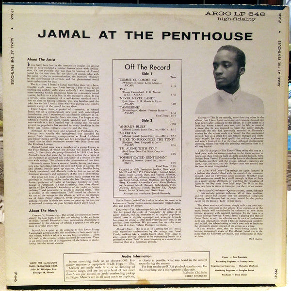 Ahmad Jamal : Jamal At The Penthouse (LP, Album, Mono)