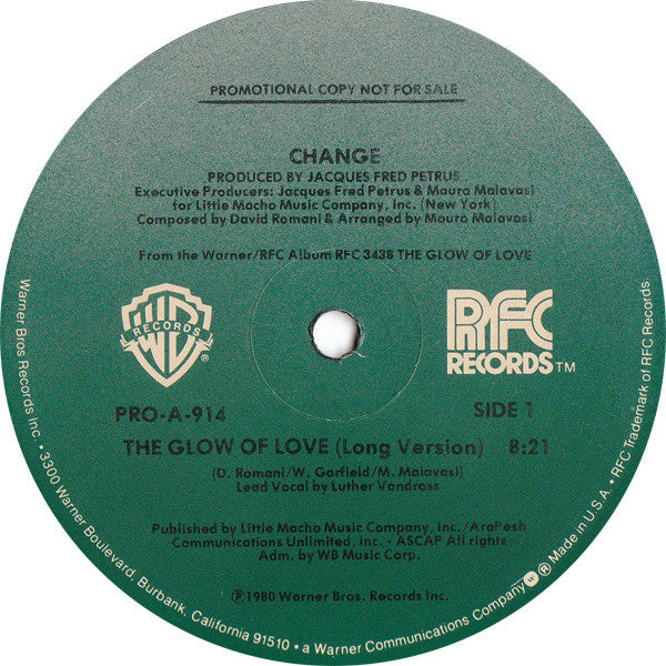 Change : The Glow Of Love (12", Promo)