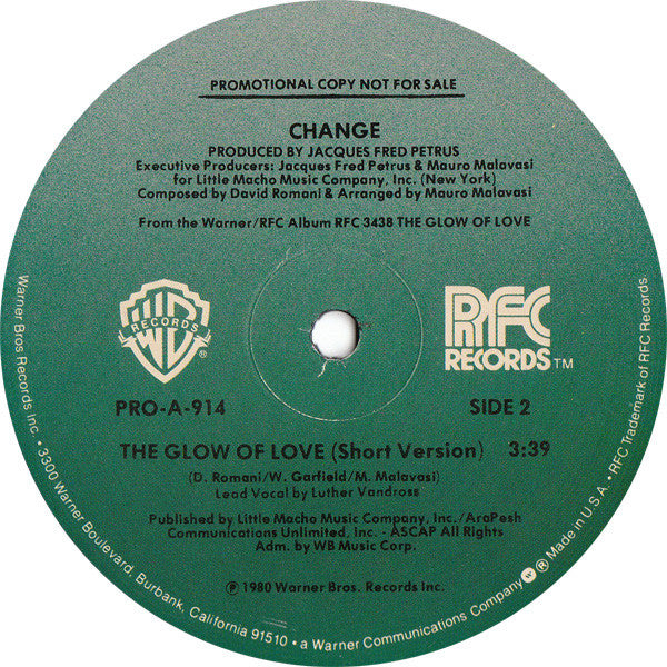 Change : The Glow Of Love (12", Promo)