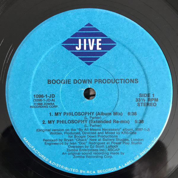 Boogie Down Productions : My Philosophy (12", SRC)