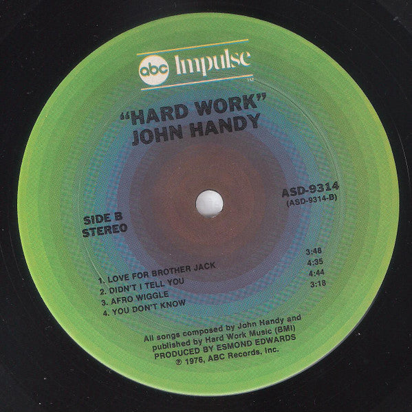 John Handy : Hard Work (LP, Album, Ter)