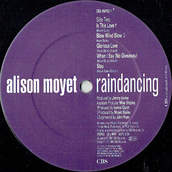 Alison Moyet : Raindancing (LP, Album, RE)