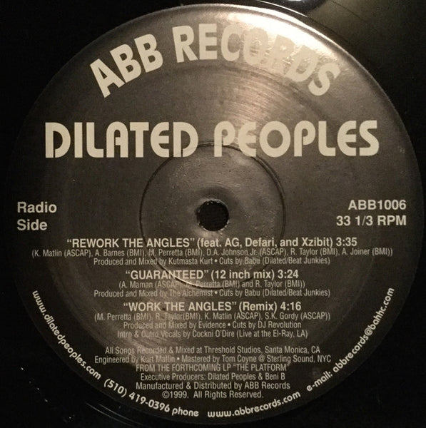 Dilated Peoples : Rework The Angles / Guaranteed (12 Inch Mix) / Work The Angles (Remix) (12", Bla)