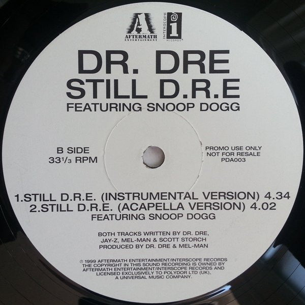 Dr. Dre Featuring Snoop Dogg : Still D.R.E. (12", Promo)