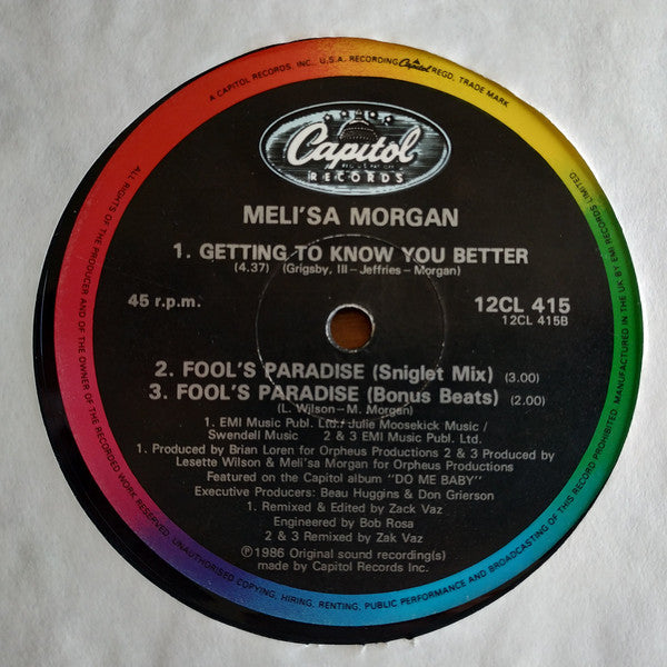 Meli'sa Morgan : Fool's Paradise (12", Single)