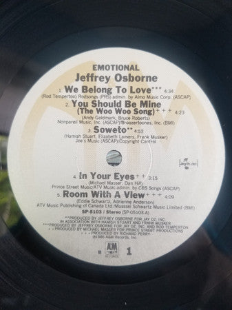 Jeffrey Osborne : Emotional (LP, Album, Promo)