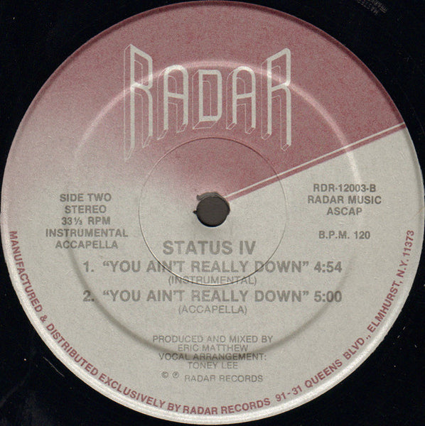 Status IV : You Ain't Really Down (12", Single)